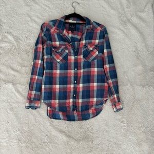 American Eagle Pink and Blue Flannel